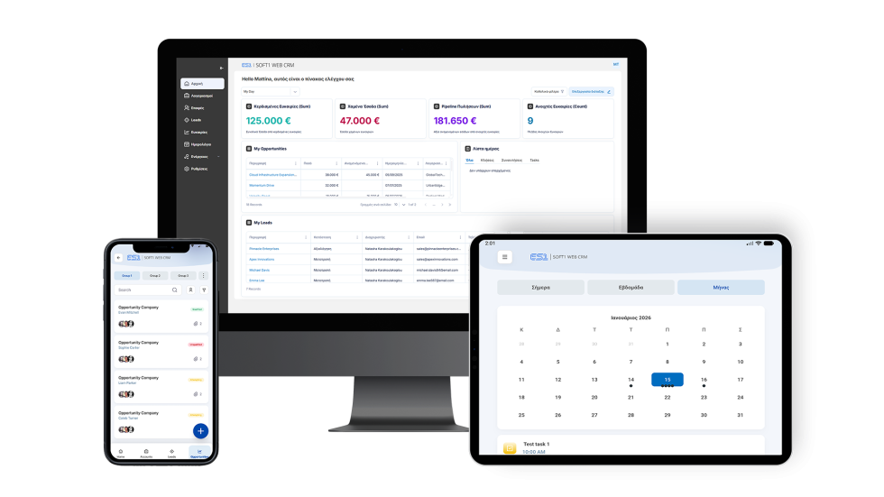 SOFT1 WEB CRM - Το CRM που μεγαλώνει την επιχείρησή σας